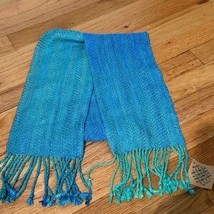 NWT Artisan Handwoven cotton vibrant blue scarf